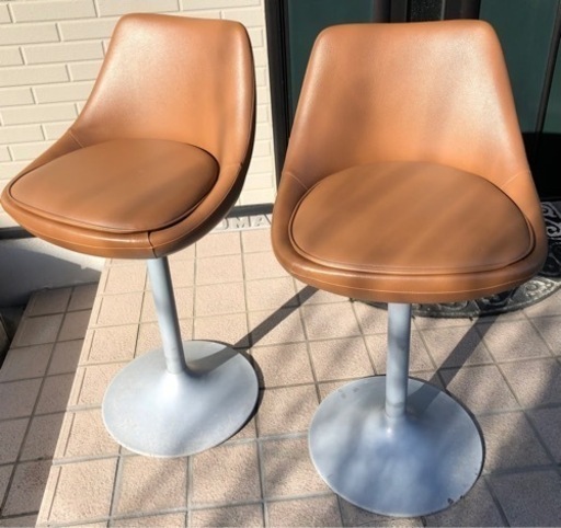 ⭐️お洒落なバーチェア PUレザー キャメル2脚セット中古品⭐️⭐️⭐️