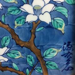 🔷🔶🔷ut8/42　源右衛門窯 陶板画 花図 35㎝×35㎝　額装　館林源右衛門　古伊万里　有田焼　源右衛門🔷🔶🔷の画像