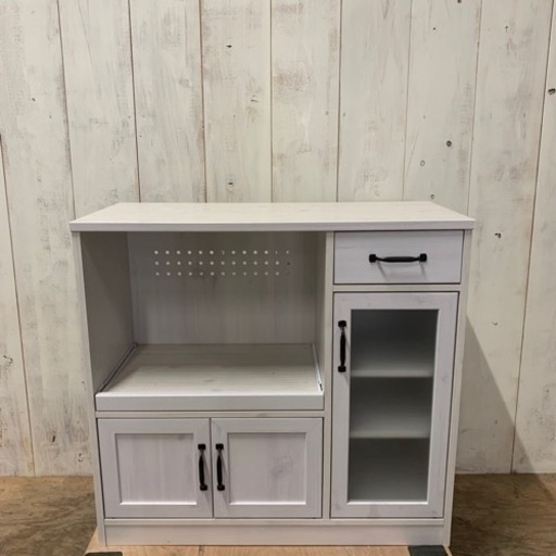 終 ☆状態良好☆ レンジボード W880×H825 食器棚 キッチン収納 菊NS