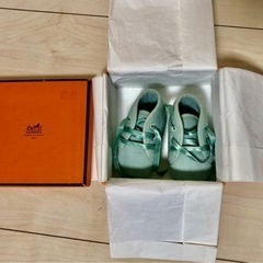 【値下げ】エルメス ファーストシューズ 水色 ベビーシューズ 出...