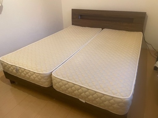 【バラ売り可】クイーンベッド！2枚仕様マットレス&フレームセット