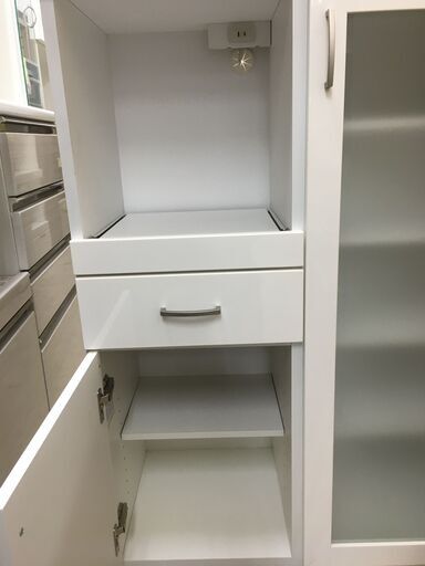 ①ニトリ コパン80 レンジ台 幅80cm キッチンボード レンジボード 食器棚 ホワイト系 おしゃれ シンプル 収納キッチン クリーニング済 堺市 石津【ジャングルジャングルサカイ石津店