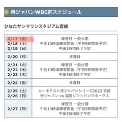 4枚 WBC 侍ジャパン 宮崎キャンプ2月17日(金)の画像