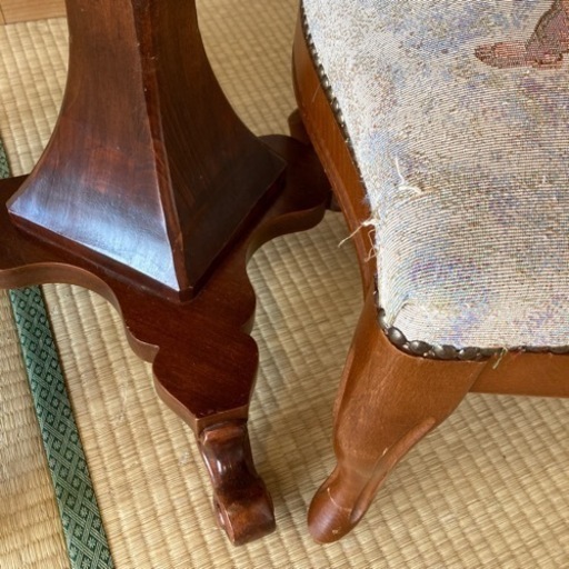 【アンティーク家具】テーブル　椅子二脚セット