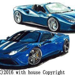 GC-381 フェラーリ458/488 限定版画 直筆サイン有 ...