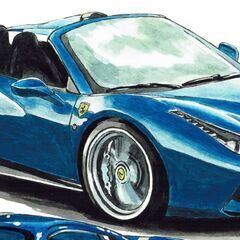 GC-381 フェラーリ458/488 限定版画 直筆サイン有 額装済 作家 平右ヱ門の画像