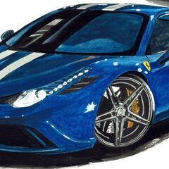 GC-381 フェラーリ458/488 限定版画 直筆サイン有 額装済 作家 平右ヱ門の画像