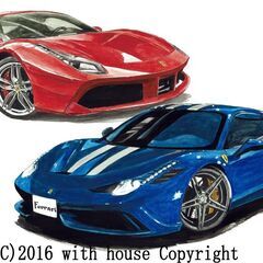 GC-382 フェラーリ458/488 限定版画 直筆サイン有 ...