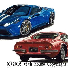 GC-384 フェラーリ458/ディーノ 限定版画 直筆サイン有...
