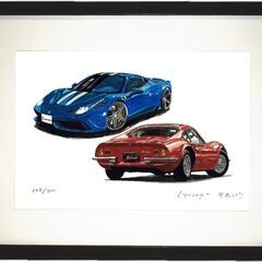 GC-384 フェラーリ458/ディーノ 限定版画 直筆サイン有 額装済 作家 平右ヱ門の画像