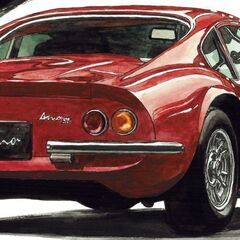 GC-384 フェラーリ458/ディーノ 限定版画 直筆サイン有 額装済 作家 平右ヱ門の画像