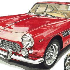 GC-388 Ferrari166MM/250GT 限定版画 直筆サイン有 額装済 作家 平右ヱ門の画像