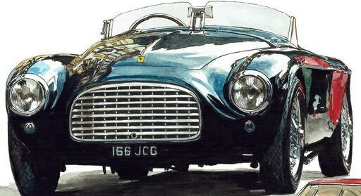 GC-389 Ferrari166MM/250GT 限定版画 直筆サイン有 額装済 作家 平右ヱ門