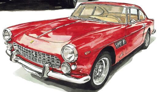 GC-389 Ferrari166MM/250GT 限定版画 直筆サイン有 額装済 作家 平右ヱ門