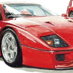 GC-390 フェラーリF40 限定版画 直筆サイン有 額装済 作家 平右ヱ門の画像