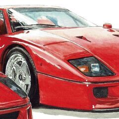 GC-390 フェラーリF40 限定版画 直筆サイン有 額装済 作家 平右ヱ門の画像