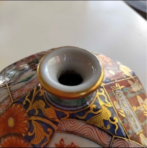 骨董 古美術 中国美術品 大明成化年製 一輪挿し? ミニツボ 壺 金彩