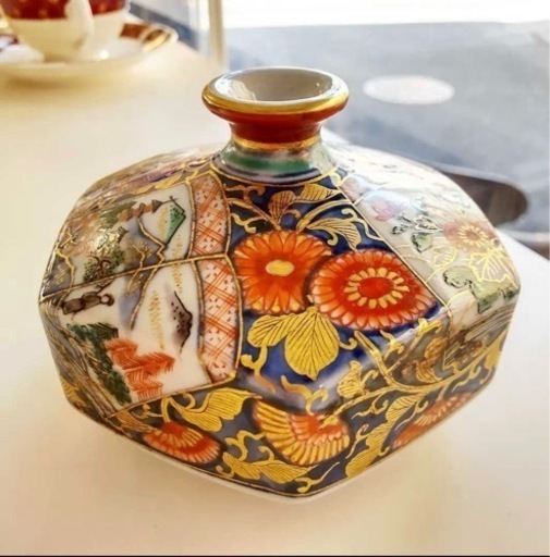 骨董 古美術 中国美術品 大明成化年製 一輪挿し? ミニツボ 壺 金彩 