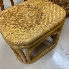 値下　中古藤製品5点セット　キャスター付もの画像