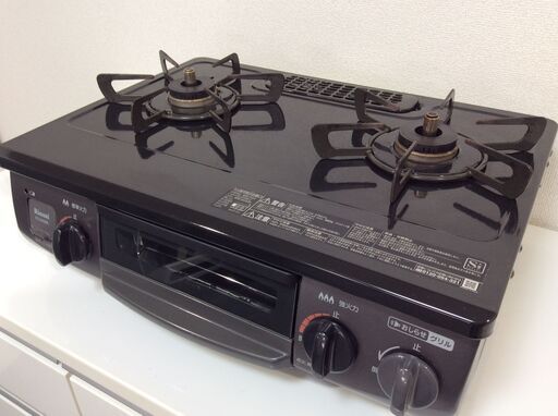 （3/11受渡済）JT6242【RINNAI/リンナイ ガスコンロ 都市ガス】美品 2020年製 KG34NBKR 家電 キッチン レンジ ガステーブル 右側強火 ホーロー