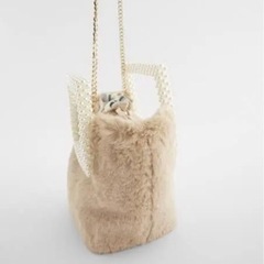 ZARA ファー　パール　バッグの画像