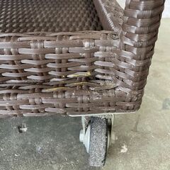 ラタン 籐 ワゴン キャスター付き アンティークの画像
