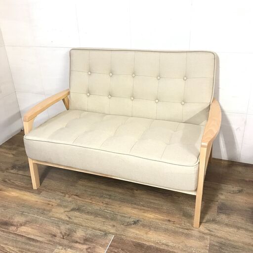 【2/24販売KH】ニトリ 2人掛けソファ ベージュ 座面幅約100cm 北E4