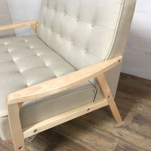 【2/24販売KH】ニトリ 2人掛けソファ ベージュ 座面幅約100cm 北E4