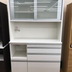 ★ジモティ割あり★ 松田家具 食器棚 キッチンボード  ホワイト H200×W118×D49 クリーニング済み KJ1438