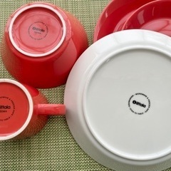 【北欧食器】イッタラ　ティーマ　レッド５点セットの画像