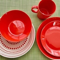【北欧食器】イッタラ　ティーマ　レッド５点セット