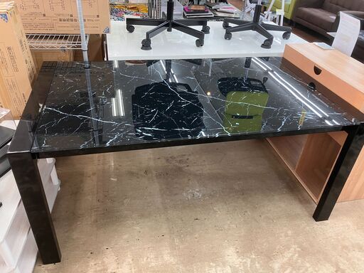 【値下げしました!!】NITORI 伸縮式ダイニングテーブル ガラステーブル DT ESPERTO EXT BK  No.2641● ニトリ ※現金、クレジット、スマホ決済対応※