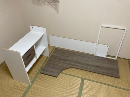 [幅145]L字パソコンデスク　下収納付き