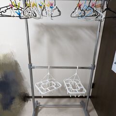 【お取引中】縦横に伸縮できる2段タイプハンガーラック