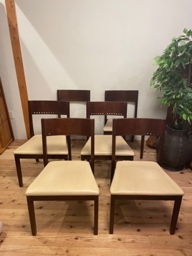 ゆったりと座れる幅広ダイニングチェア6脚セットjtse