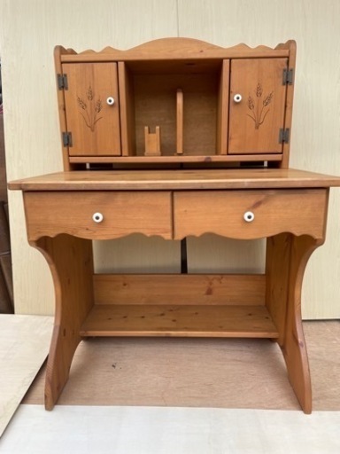 カントリーデスク パイン無垢 オイル仕上げ  学習デスク勉強机　jtse