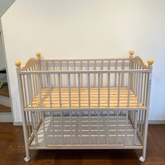 サワベビー 日本製ベビーベッド M型ミニョン アイボリーホワイト