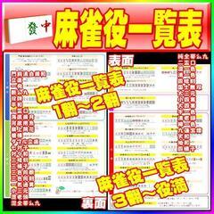 ★麻雀最強セット★【麻雀役一覧表】【麻雀点数早見表】A4ラミネート★フルカラーの画像