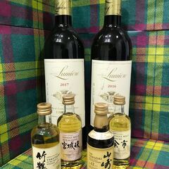 ❶ ウイスキー＆ワイン飲み比べ6本セット  ニッカ ウイスキー 各種 ミニボトル(50ml)  ①竹鶴，②余市，③宮城峽  サントリーシングルモルトウイスキー  ④山崎12年 ミニチュア瓶  ⑤ 2016ルミエール シャトールミエール 白 750ml  ⑥ 2017ルミエール シャトールミエール 白 750ml  ＊蛇足 Jack Daniel's Old No.7 ジャックダニエル ジェントルマンジャック  テネシーゴールド サントリー シングルモルトウイスキー 蒸溜所 山崎 山崎180ml 山崎12年