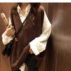 未使用 カシミアタッチニットベストの画像