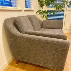 NOCE グレー 2人掛けソファ 木製脚付き NOCE グレー 2人掛けソファ 木製脚付き