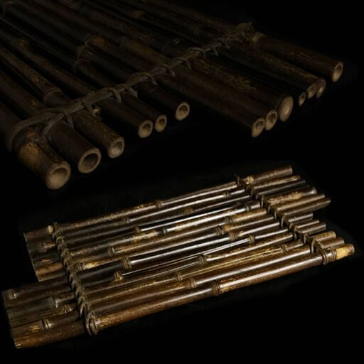 ut6/78　【華道具】時代　斑竹敷板　花台　香炉台　盆栽台　茶道具　古竹 竹製 竹筏　筏敷板　花道具 竹工芸