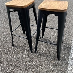 高さ76cm 重ねられるオシャレなスツール2脚セット。