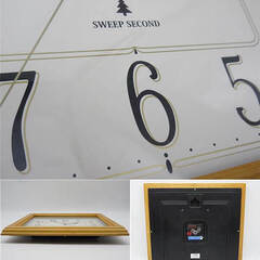 ss4681　ランデックス　掛け時計　YW9129WH　アナログ時計　木製　木工空間　LANDEX　ナチュラル　連続秒針　シンプル　四角　スクエア　木枠　電池式　壁掛け　クォーツ　静音の画像