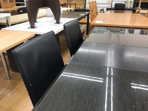 ★ジモティ割あり★ シギヤマ家具 ダイニングセット 黒 H71×W192×D86 クリーニング済み KJ1449