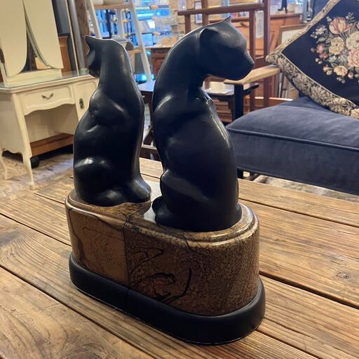 ペア黒猫 インテリアオブジェ ○BA01N036