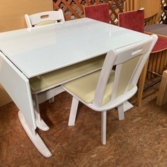 伸長式ダイニング4点セット ホワイト 中古