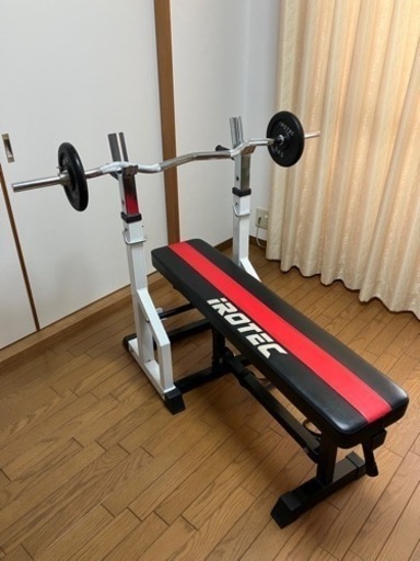 【終了】アイロテック ベンチプレス台 EZバー プレート セット