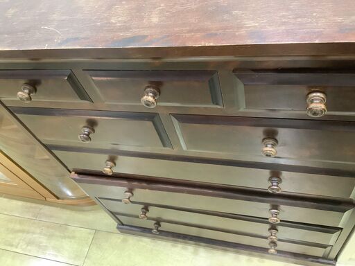 トレファク花小金井店】北海道民芸家具/7段チェスト/七段/ダーク