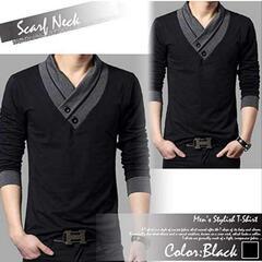 未使用品　大人なカットソー　BLACK＆GRAY　SIZE　ＸＬの画像